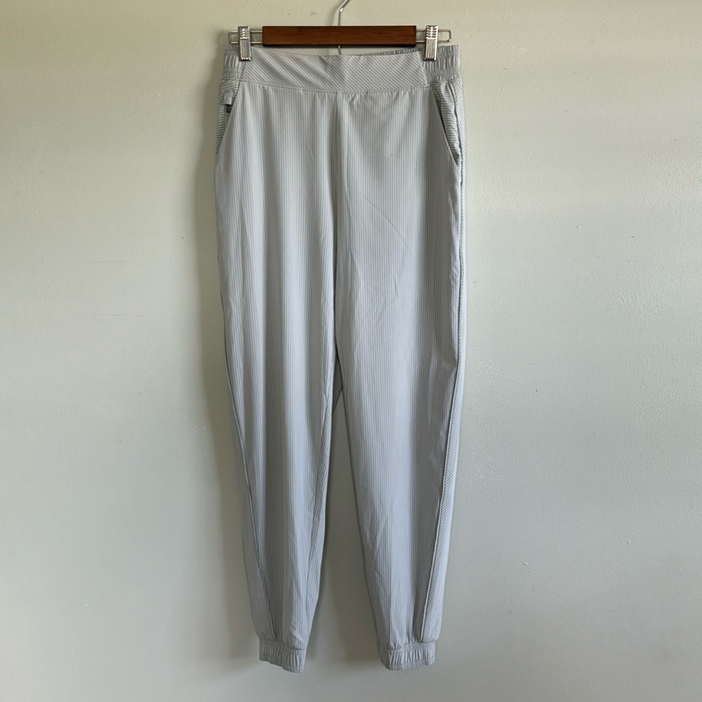 Athleta white  Gray green striped Track Joggers - Picture 3 of 13